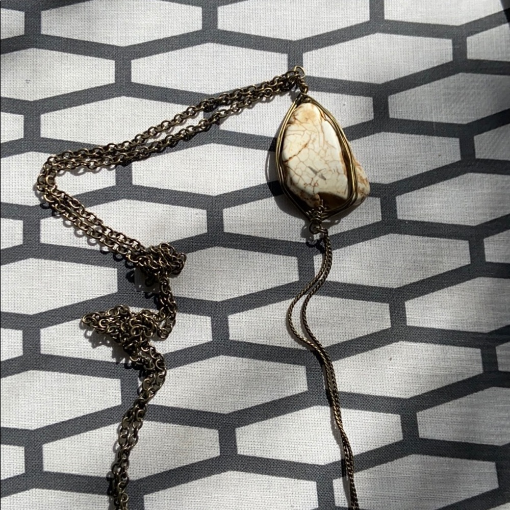 Extra long unique stone necklace